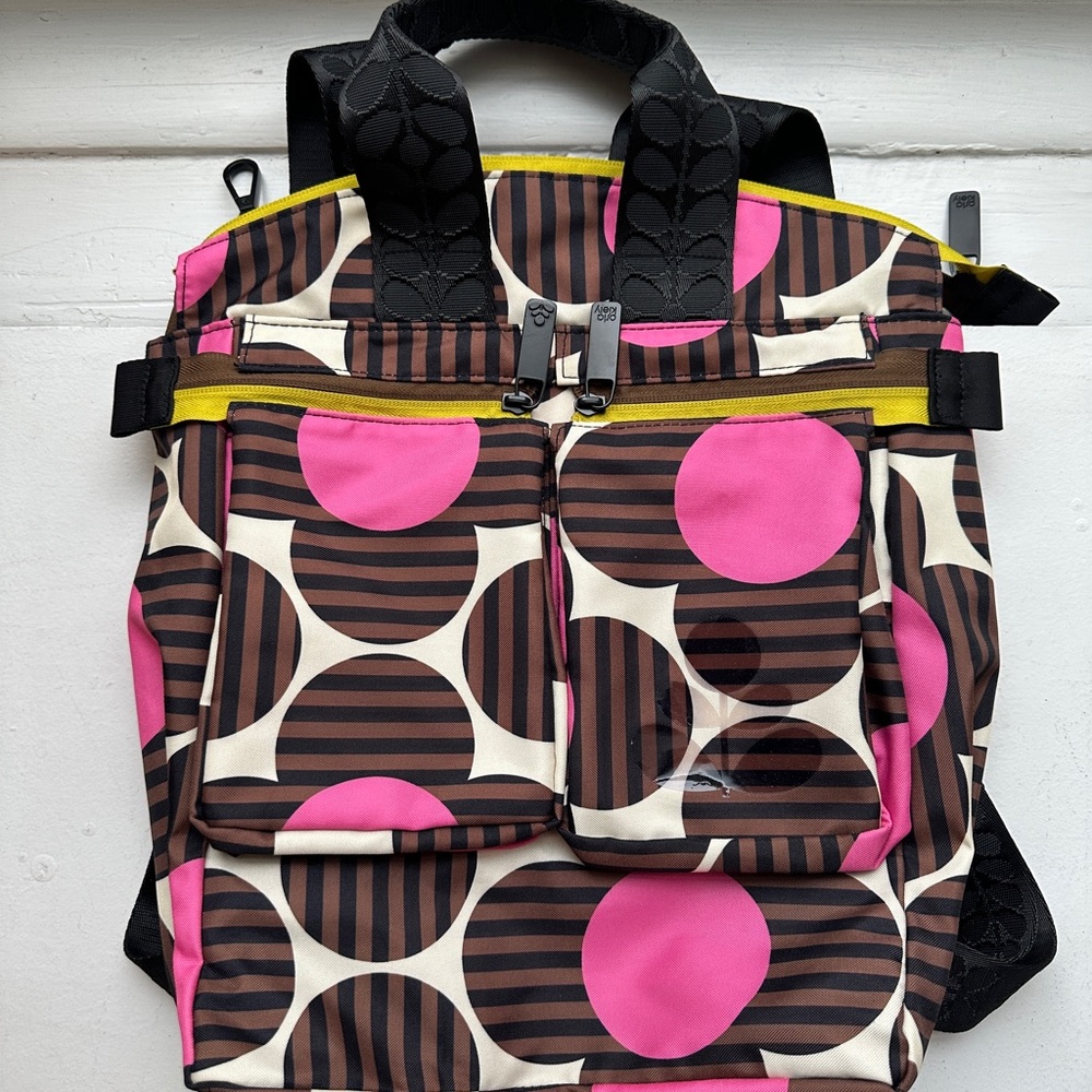 Orla Kiely Axis Medium Backpack in Striped Flower Azalea
